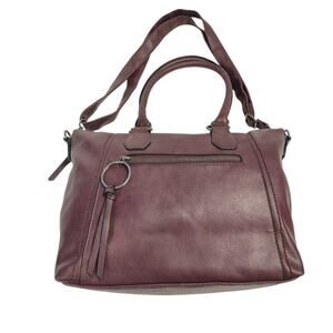 Maurices Handbag Burgundy Satchel Style Double Handle Crossbody Strap Red Purple